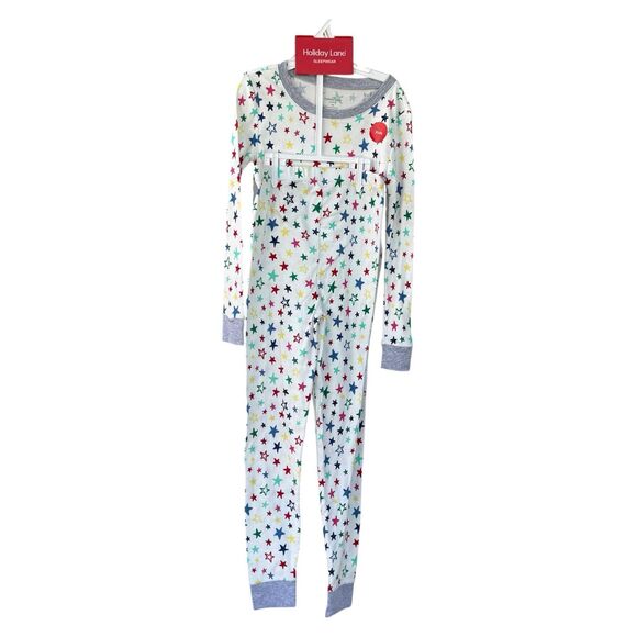 NWT Holiday Lane Kids Boys Girls Cotton 2-Piece Pajama Set White Multi Stars - Picture 1 of 3
